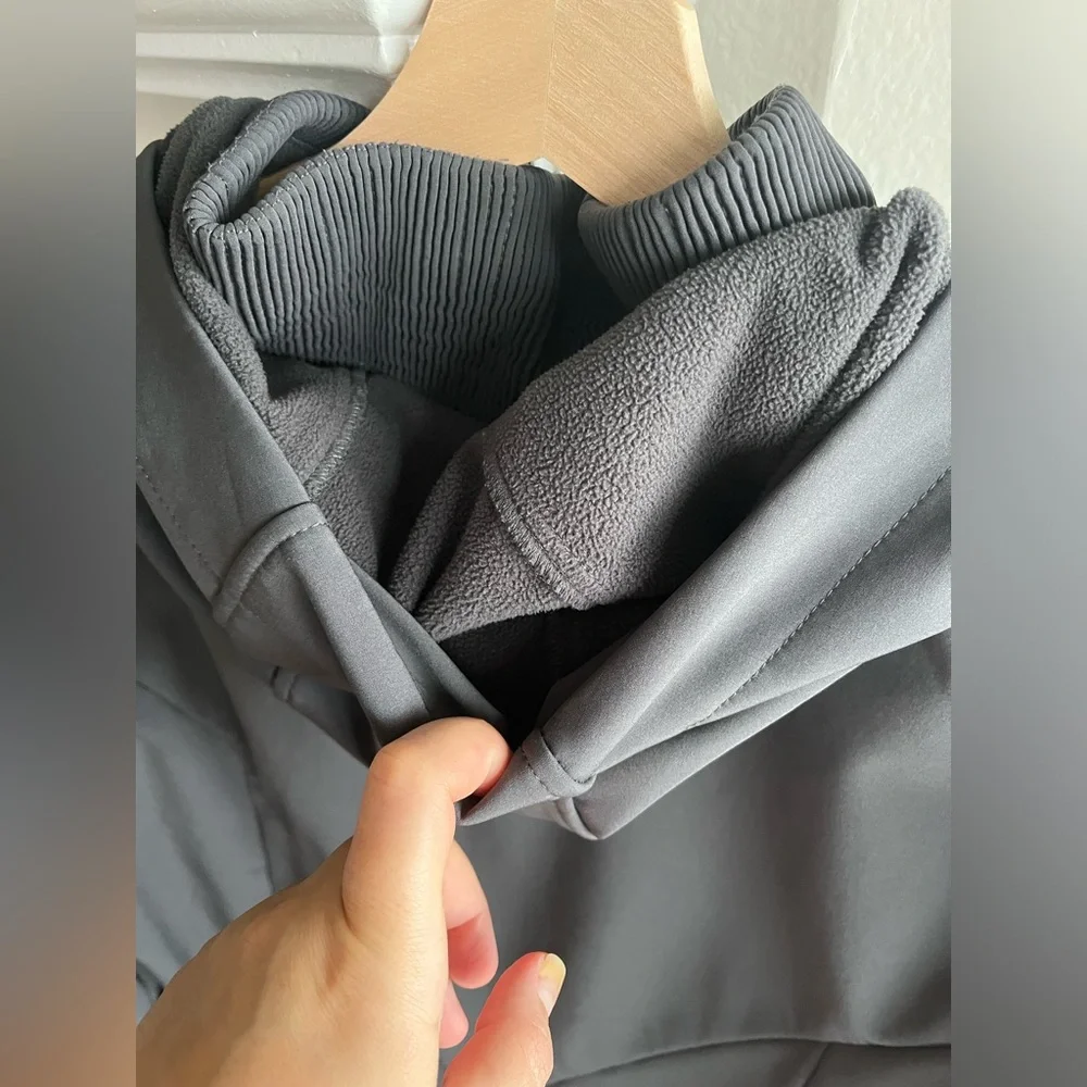 Champion Jacket Women's xl dark grey Hooded Full Zip Lined Windbreaker.Pockets. - Picture 7 of 10